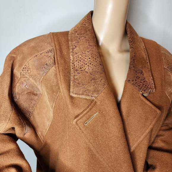 Vintage Havoc Camel Brown Wool Leather coat size 9/10 - Picture 9 of 17
